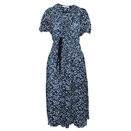 Ulla Johnson-Dark Blue and White Print Long Dress-Blue