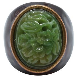Oscar de la Renta Statement Green Jade Ring Green