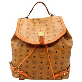 MCM Visetos Backpack with Orange Trim Brown