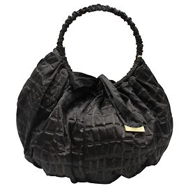 Giorgio Armani Vintage schwarze Nylon geprägte Tasche Schwarz