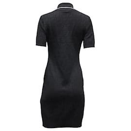 Fendi-Mini-robe polo Fendi Logo Jacquard en coton noir-Noir
