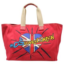 Dolce & Gabbana Red Canvas #DGloveslondon Tote Bag Red