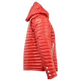 Thom Browne-Thom Browne 4-Bar Stripe Quilted Puffer Jacket in Red Nylon-Red