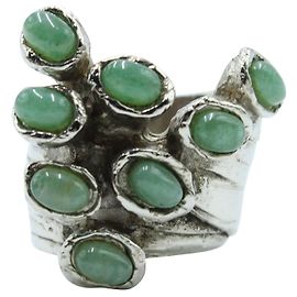 Yves Saint Laurent Anello Arty metallico verde e argento Argento Metallico