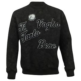 Dolce & Gabbana Ti Voglio Tanto Bene Patch-Pullover aus schwarzer Wolle Schwarz