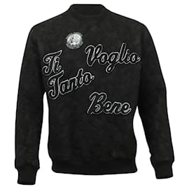 Dolce & Gabbana-Dolce & Gabbana Ti Voglio Tanto Bene Patch-Pullover aus schwarzer Wolle-Schwarz
