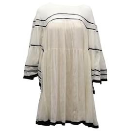 Chloé-Chloe Baby Doll Blouson Sleeve Dress in Cream Silk-White,Cream