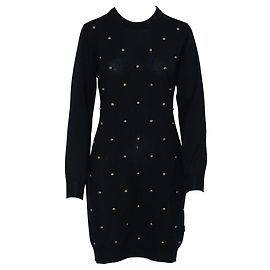 Love Moschino Robe-pull noire à clous dorés Noir
