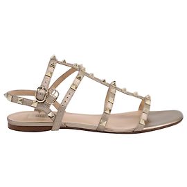 Sandalias planas de cuero dorado Rockstud de Valentino Garavani Dorado