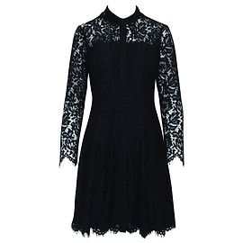 Whistles Langärmliges schwarzes Spitzenkleid Schwarz