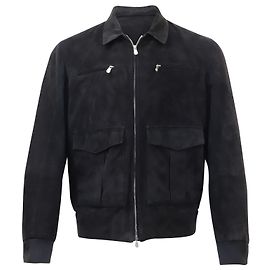 Brunello Cucinelli Bomber Jacket in Navy Blue Suede Blue Navy blue