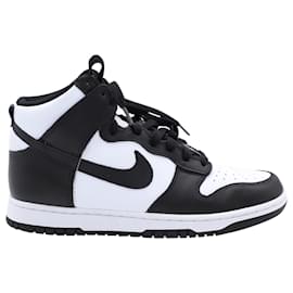 Nike-Nike Dunk High aus schwarzem, weißem Leder-Andere