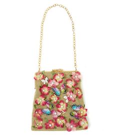 Autre Marque Sac Siki de Somalie en maille lurex doré brodé Doré