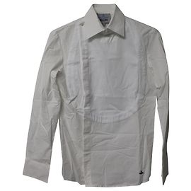 Vivienne Westwood Camicia Uomo a maniche lunghe con pettorina in cotone bianco Bianco