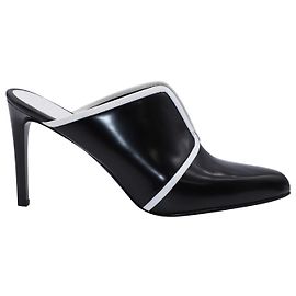 Kenzo Pointed Toe High Heel Mules in Black and White Leather Multiple colors