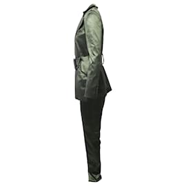 Autre Marque-De La Vali Hawkins and Blues Two-Piece Suit Set in Olive Green Silk-Green,Olive green