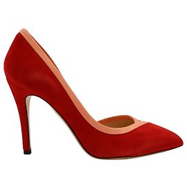 Charlotte Olympia Pointed Pumps in Red Suede Red