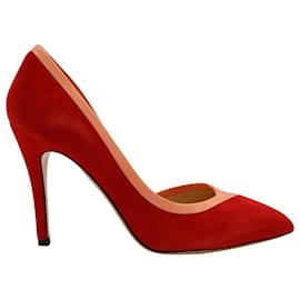 Charlotte Olympia-Charlotte Olympia Pointed Pumps in Red Suede-Red