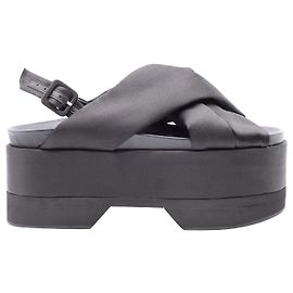 Simone Rocha Gepolsterte Flatform-Slingback-Sandalen aus schwarzem Satin Schwarz