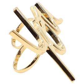 Lanvin-Lanvin Iconic You Two-Finger Ring in Gold Metal-Golden