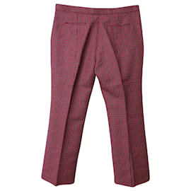 Msgm-MSGM Cropped-Hose mit Hahnentrittmuster aus roter Fleece-Wolle-Rot