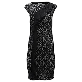 Nina Ricci-Nina Ricci Lace Pattern Knee Length Dress in Black Polyester-Black