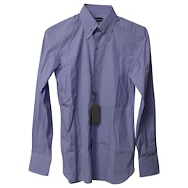 Tom Ford-Tom Ford Button Front Long Sleeve Shirt in Light Blue Cotton-Blue,Light blue