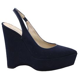 Stella Mc Cartney Scarpe con zeppa e slingback di Stella Mccartney in tela blu navy Blu Blu navy