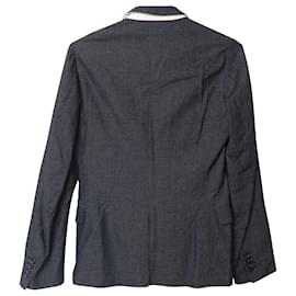 Dries Van Noten-Dries Van Noten Printed Tailored Blazer in Grey Cotton-Grey
