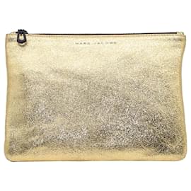 Marc Jacobs-Marc Jacobs Pouch in Metallic Gold Leather-Golden,Metallic