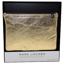 Marc Jacobs-Marc Jacobs Pouch in Metallic Gold Leather-Golden,Metallic