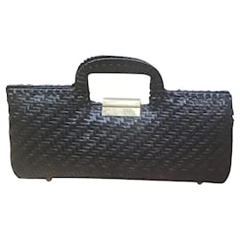 Autre Marque-Vintage 50s wicker and leather bag-Black