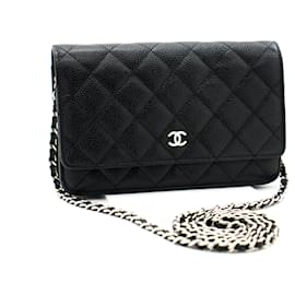 Chanel-CHANEL Caviar Wallet On Chain WOC Bolso bandolera negro Crossbody-Negro