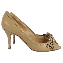Escarpin Peep Toe Dior Clair Cannage Beige Beige