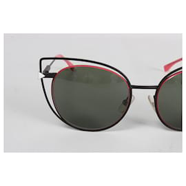 Fendi-Fendi óculos de sol gatinho-Preto,Metálico