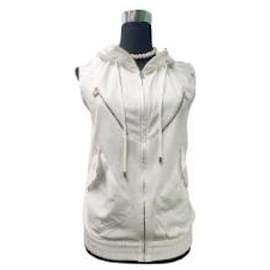 Chanel Weste weiß Baumwolle Polyester 40 Silber Weiß