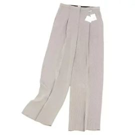 Hermès *HERMES Hose Weite Hose Rayon Stripes Damen Slacks Bottoms Grau (Schwarz / Cremeweiß) Size 40 (M-Äquivalent) Schwarz Andere Grau