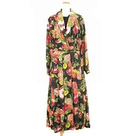 *Junya Watanabe Comme des Garcons Docking Knit One Piece Long Shirt Layered Floral Wool Black Multi M Noir Multicolore
