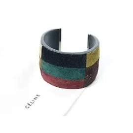 Céline-*Celine Leather Bangle [Multi / Silver] [L]-Multiple colors