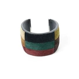 Céline-*Celine Leather Bangle [Multi / Silver] [L]-Multiple colors