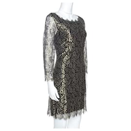 Diane Von Furstenberg-DvF black and gold Zarita lace dress-Black,Golden