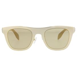 Alexander Mcqueen-Square-Frame Metal Sunglasses-Golden,Metallic