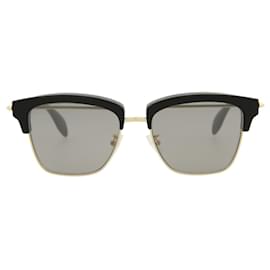Alexander Mcqueen-Square-Frame Metal Sunglasses-Golden,Metallic