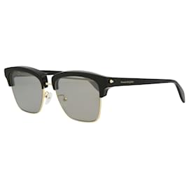 Alexander Mcqueen-Square-Frame Metal Sunglasses-Golden,Metallic