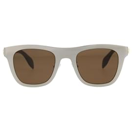 Alexander Mcqueen-Square-Frame Metal Sunglasses-Silvery,Metallic