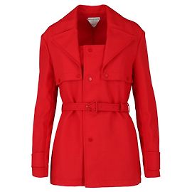 Bottega Veneta Belted Twill Jacket Red