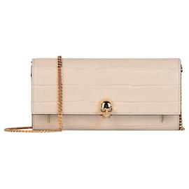 Alexander Mcqueen-Skull Leather Chain Wallet-White