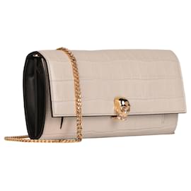 Alexander Mcqueen-Skull Leather Chain Wallet-White