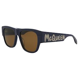 Alexander Mcqueen-Square-Frame Acetate Sunglasses-Blue