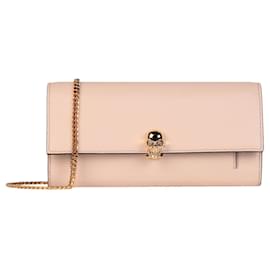 Alexander Mcqueen-Skull Leather Chain Wallet-Beige